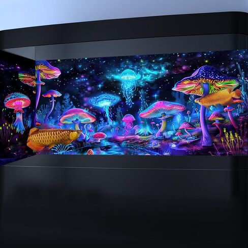 48X24IN Blacklight الفطر قنديل البحر حوض السمك خلفية الأشعة فوق البنفسجية رد الفعل خلفية السماء المرصعة بالنجوم تررم الخلفية مع 10 إيفا الشريط على الوجهين in Kuwait