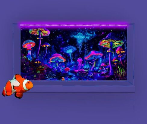 48X24IN Blacklight الفطر قنديل البحر حوض السمك خلفية الأشعة فوق البنفسجية رد الفعل خلفية السماء المرصعة بالنجوم تررم الخلفية مع 10 إيفا الشريط على الوجهين in Kuwait