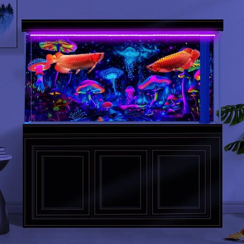 48X24IN Blacklight الفطر قنديل البحر حوض السمك خلفية الأشعة فوق البنفسجية رد الفعل خلفية السماء المرصعة بالنجوم تررم الخلفية مع 10 إيفا الشريط على الوجهين in Kuwait