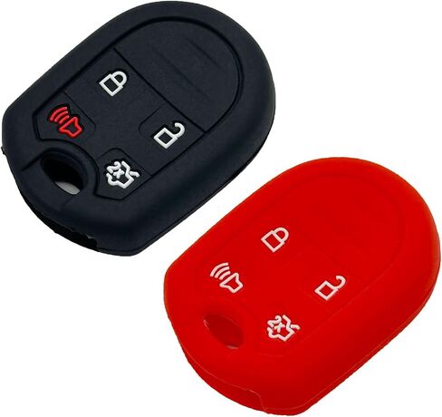2pcs Key Fob Cover Case Protector for Ford F150 F-150 F250 F350 Mustang Fusion Explorer Taurus Expedition Lincoln MKS MKX MKZ Navigator, Black&Red in Saudi Arabia