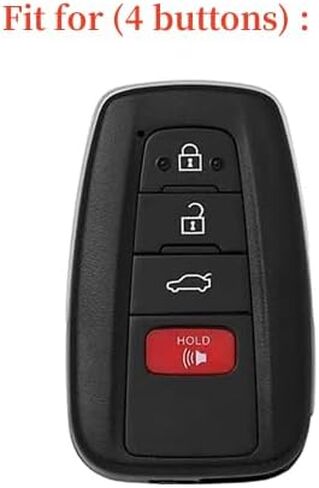2pcs 4 Buttons Silicone Key Fob Cover for Toyota 2020-2024 Camry RAV4 Highlander Avalon C-HR Prius Corolla GT86 (Black + Blue) in Saudi Arabia