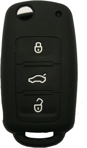 Key Fob Cover Case Protector Fit for VW Volkswagen Golf Passat Beetle Jetta 3 Buttons Keyless Entry Remote Fob Skin Jacket Holder Key Protection Case Bag (1 Black with Red + 1 Black with White) in Saudi Arabia