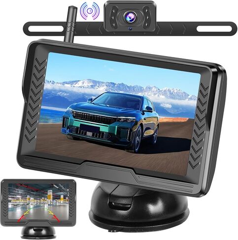 RV Backup Camera Wireless, 5 Inch Monitor No Drilling Hitch Truck Rear View Camera, Waterproof IR Night Vision Car Rear Camera System with Stable Digital Signal for Truck, SUV, Van, Trailer in Saudi Arabia