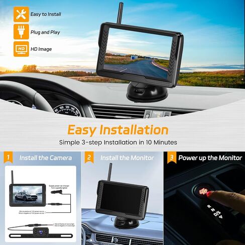 RV Backup Camera Wireless, 5 Inch Monitor No Drilling Hitch Truck Rear View Camera, Waterproof IR Night Vision Car Rear Camera System with Stable Digital Signal for Truck, SUV, Van, Trailer in Saudi Arabia