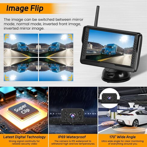 RV Backup Camera Wireless, 5 Inch Monitor No Drilling Hitch Truck Rear View Camera, Waterproof IR Night Vision Car Rear Camera System with Stable Digital Signal for Truck, SUV, Van, Trailer in Saudi Arabia