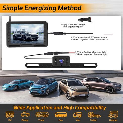 RV Backup Camera Wireless, 5 Inch Monitor No Drilling Hitch Truck Rear View Camera, Waterproof IR Night Vision Car Rear Camera System with Stable Digital Signal for Truck, SUV, Van, Trailer in Saudi Arabia