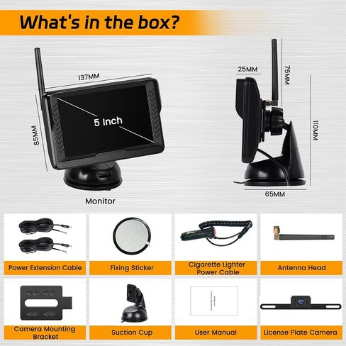 RV Backup Camera Wireless, 5 Inch Monitor No Drilling Hitch Truck Rear View Camera, Waterproof IR Night Vision Car Rear Camera System with Stable Digital Signal for Truck, SUV, Van, Trailer in Saudi Arabia