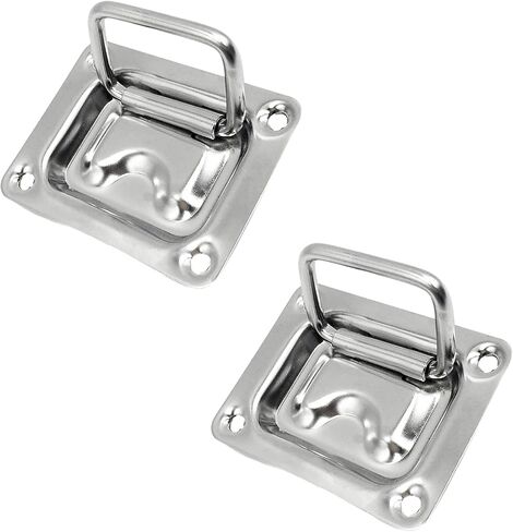 MARINE CITY 304 Grade Stainless Steel Hatch Lift Handle Ring Pull Flush Lift Solid Boat Ring 3 Inches ×2-1/4 Inches for Marines – Boats – Ships – Yachts (Pack of 2) in Saudi Arabia