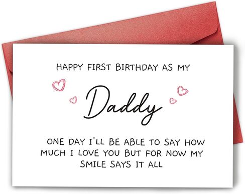 Funny 1st Daddy Birthday Card for Him, Poem New Dad Birthday Greeting Card, Happy First Birthday as A Dad Card, Cute Bday Gift from Baby Daughter Son in Saudi Arabia