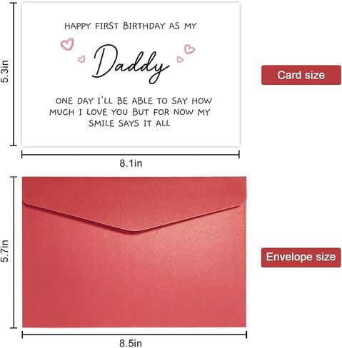 Funny 1st Daddy Birthday Card for Him, Poem New Dad Birthday Greeting Card, Happy First Birthday as A Dad Card, Cute Bday Gift from Baby Daughter Son in Saudi Arabia