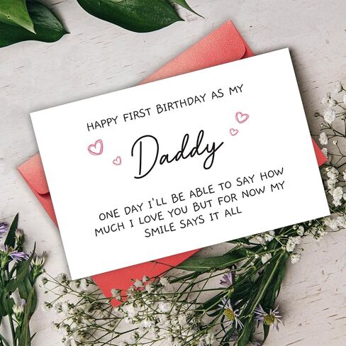 Funny 1st Daddy Birthday Card for Him, Poem New Dad Birthday Greeting Card, Happy First Birthday as A Dad Card, Cute Bday Gift from Baby Daughter Son in Saudi Arabia