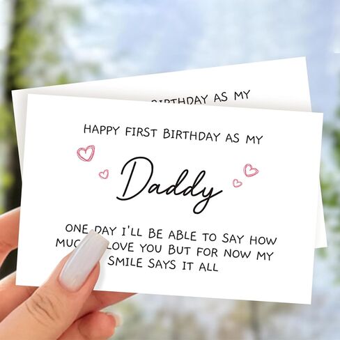 Funny 1st Daddy Birthday Card for Him, Poem New Dad Birthday Greeting Card, Happy First Birthday as A Dad Card, Cute Bday Gift from Baby Daughter Son in Saudi Arabia