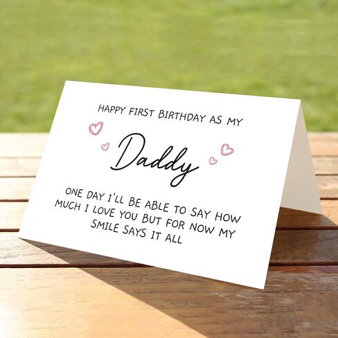 Funny 1st Daddy Birthday Card for Him, Poem New Dad Birthday Greeting Card, Happy First Birthday as A Dad Card, Cute Bday Gift from Baby Daughter Son in Saudi Arabia