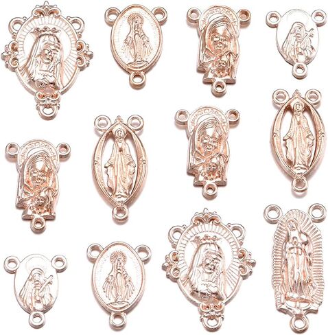 42Pcs Alloy 3 Holes Virgin Mary Charm Rosary Center Our Lady Links Miraculous Medal Charms Connection Crucifix Pendants For DIY Religion Jewelry Making Bracelet Necklace in Saudi Arabia
