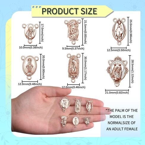 42Pcs Alloy 3 Holes Virgin Mary Charm Rosary Center Our Lady Links Miraculous Medal Charms Connection Crucifix Pendants For DIY Religion Jewelry Making Bracelet Necklace in Saudi Arabia