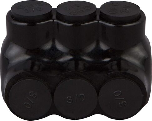 Morris Products Black Insulated Multi-Cable Connector – 3 Wire Ports, 2/0-6 Wire Range, 3/16 Allen Hex – 1.90“ L x 1.85" H – Single Entry – Small Wire Range (97533) in Saudi Arabia