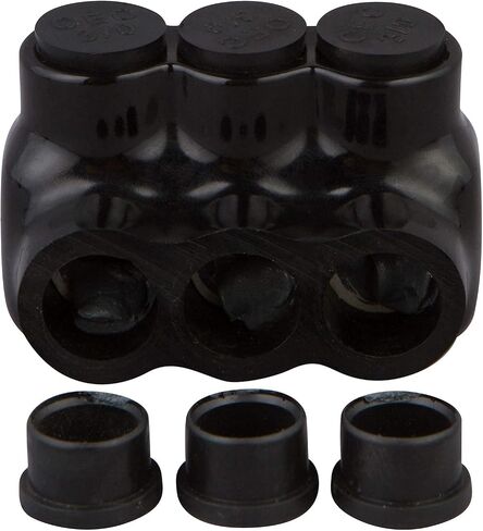 Morris Products Black Insulated Multi-Cable Connector – 3 Wire Ports, 2/0-6 Wire Range, 3/16 Allen Hex – 1.90“ L x 1.85" H – Single Entry – Small Wire Range (97533) in Saudi Arabia