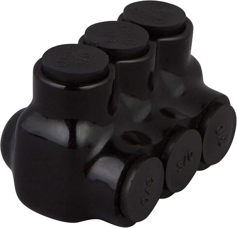 Morris Products Black Insulated Multi-Cable Connector – 3 Wire Ports, 2/0-6 Wire Range, 3/16 Allen Hex – 1.90“ L x 1.85" H – Single Entry – Small Wire Range (97533) in Saudi Arabia