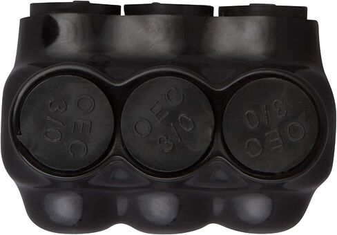 Morris Products Black Insulated Multi-Cable Connector – 3 Wire Ports, 2/0-6 Wire Range, 3/16 Allen Hex – 1.90“ L x 1.85" H – Single Entry – Small Wire Range (97533) in Saudi Arabia