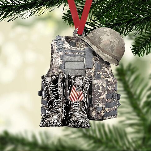 Talataca Veteran Soldier Backpack Boots Military Army 2D Flat Car Rear View Mirror Accessories Christmas Tree Ornament Decoration Hanging Charm Interior Rearview Pendant Decor Gift in Saudi Arabia