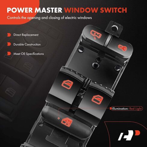 A-Premium Front Driver Side Master Power Window Switch Compatible with Volkswagen Jetta 1999-2010, Golf 1999-2006, Passat 1998-2005, Bora 2005, Jetta City 2007-2009, Clasico, GLI, Replace# 1J4959857 in Saudi Arabia
