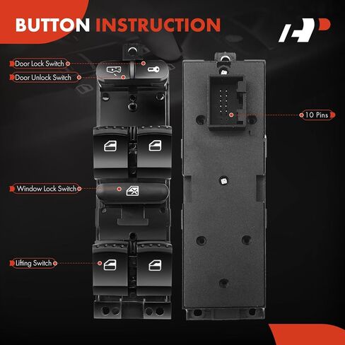 A-Premium Front Driver Side Master Power Window Switch Compatible with Volkswagen Jetta 1999-2010, Golf 1999-2006, Passat 1998-2005, Bora 2005, Jetta City 2007-2009, Clasico, GLI, Replace# 1J4959857 in Saudi Arabia