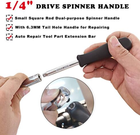 مقبض دوار للمحرك مقاس 1/4 بوصة، مقبض السائق لإصلاح الصيانة، مقبض دوار مع تمديد المقبض المرن ومقرنة لقمة سداسية لتحسين تعدد الاستخدامات والتحكم in Kuwait