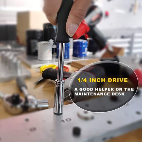 مقبض دوار للمحرك مقاس 1/4 بوصة، مقبض السائق لإصلاح الصيانة، مقبض دوار مع تمديد المقبض المرن ومقرنة لقمة سداسية لتحسين تعدد الاستخدامات والتحكم in Kuwait
