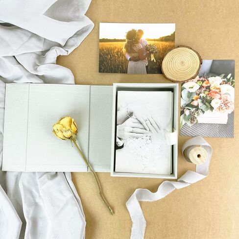 Handmade Linen Storage Box for Photos,4"X6" Keepsake Photo Memories Craft Jewelry office supplies Storage Case Holds Up to 100 Prints,Wedding Photographer in Saudi Arabia