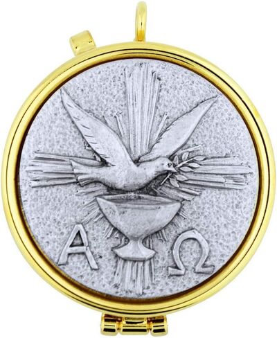 Genuine Italian Crafted Pyxes | 11 Different Designs | Beautiful and Durable Pewter and Gold Tone Metal | A Great Gift for Traveling Communion | Christian Home Goods (Holy Spirit Dove) in Saudi Arabia