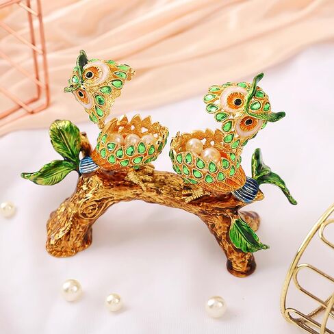 QIFU صندوق حلية من المينا مطلي يدويًا على شكل بومة ملونة، هدية فريدة للعائلة in Kuwait