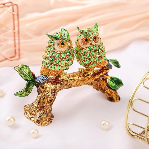 QIFU صندوق حلية من المينا مطلي يدويًا على شكل بومة ملونة، هدية فريدة للعائلة in Kuwait