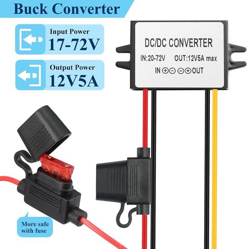 DC/DC Buck Converter 17-60V to 12V,DC/DC Voltage Converter 17V/24V/35V/60V to 12V5A 60W MAX Power Transformer Waterproof Step Down Module for Automotive, LED Lights, Trucks, Instruments. in Kuwait