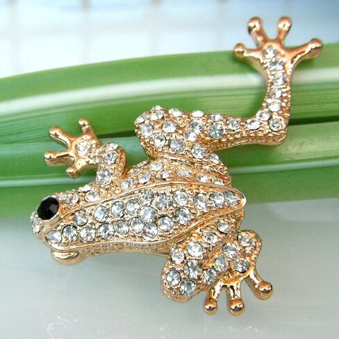 Navachi 18k Gold Plated Full Crystal Frog Brooch pin in Saudi Arabia