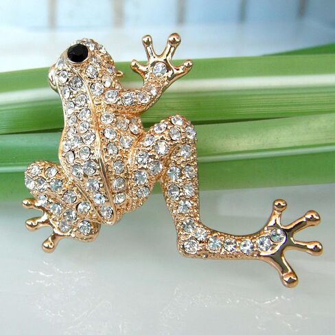 Navachi 18k Gold Plated Full Crystal Frog Brooch pin in Saudi Arabia