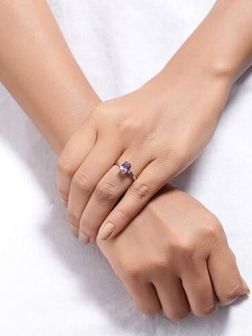 YoTreasure 1.32 Ct Amethyst Pink Sapphire Solid 10k Rose Gold Ring in Saudi Arabia