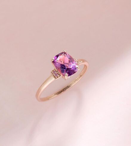 YoTreasure 1.32 Ct Amethyst Pink Sapphire Solid 10k Rose Gold Ring in Saudi Arabia