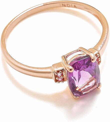 YoTreasure 1.32 Ct Amethyst Pink Sapphire Solid 10k Rose Gold Ring in Saudi Arabia