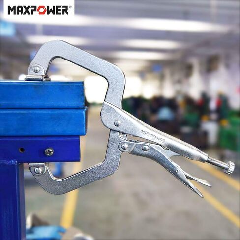 MAXPOWER Heavy Duty Locking C-Clamp Set 6-Inch, 9-Inch,11-Inch, 3-Piece Locking Pliers Nickel Plated C Pliers With Regular Tip and Swivel Pads in Saudi Arabia