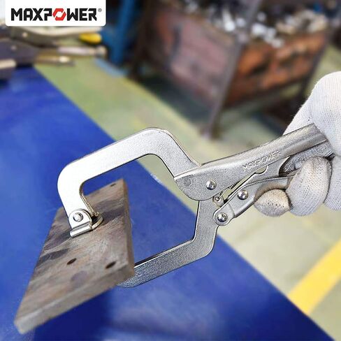 MAXPOWER Heavy Duty Locking C-Clamp Set 6-Inch, 9-Inch,11-Inch, 3-Piece Locking Pliers Nickel Plated C Pliers With Regular Tip and Swivel Pads in Saudi Arabia