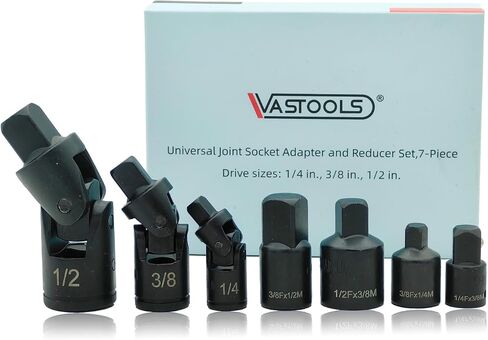 Universal Joint Socket Adapter and Reducer Set,7-Piece,Drive sizes: 1/4 in., 3/8 in., 1/2 in. in Saudi Arabia
