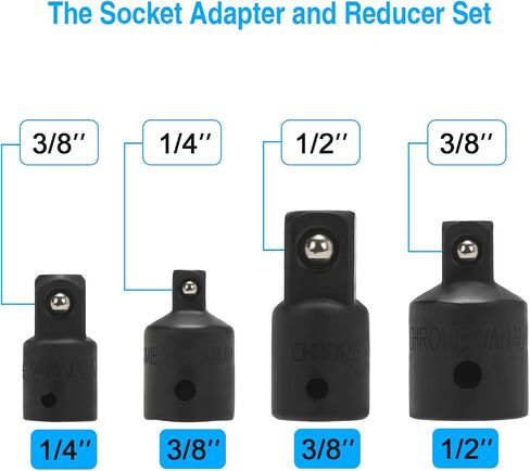 Universal Joint Socket Adapter and Reducer Set,7-Piece,Drive sizes: 1/4 in., 3/8 in., 1/2 in. in Saudi Arabia