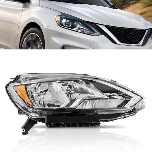 مصباح أمامي هالوجين متوافق مع 2016 2017 2018 2019 Nissan Sentra بديل مباشر للمصابيح الأمامية السوداء NI2503244 (جانب الركاب) in Saudi Arabia