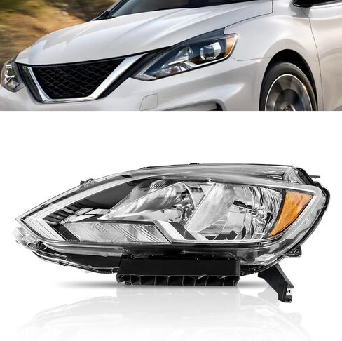 مصباح أمامي هالوجين متوافق مع 2016 2017 2018 2019 Nissan Sentra بديل مباشر للمصابيح الأمامية السوداء NI2503244 (جانب الركاب) in Saudi Arabia
