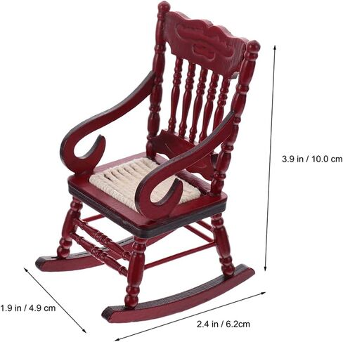 Ibasenice 2 قطعة كرسي خشبي صغير لبيت الدمى كراسي هزازة خشبية صغيرة نموذج لـ 1: 12 ملحقات تزيين أثاث بيت الدمى in Kuwait