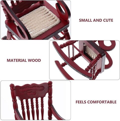 Ibasenice 2 قطعة كرسي خشبي صغير لبيت الدمى كراسي هزازة خشبية صغيرة نموذج لـ 1: 12 ملحقات تزيين أثاث بيت الدمى in Kuwait