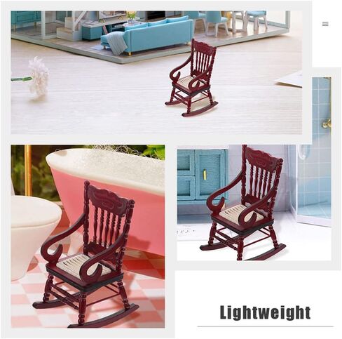 Ibasenice 2 قطعة كرسي خشبي صغير لبيت الدمى كراسي هزازة خشبية صغيرة نموذج لـ 1: 12 ملحقات تزيين أثاث بيت الدمى in Kuwait