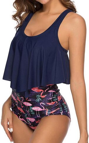 بدلة سباحة نسائية مكشكشة مكونة من قطعتين وملابس سباحة من قطعة واحدة in Kuwait