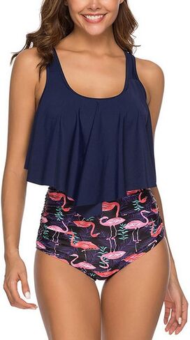 بدلة سباحة نسائية مكشكشة مكونة من قطعتين وملابس سباحة من قطعة واحدة in Kuwait