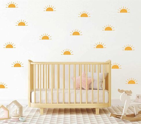 Sun Pattern Wall Decal, Half Sun Style Wall Sticker, Nursery Wall Sticker, Kids Room Wall Decor, Vinyl Wall Decoration for Bedroom A5 (Dark Yellow) in Saudi Arabia